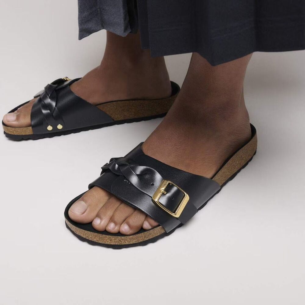 Birkenstock Women's Oita Braided Amalfi Leather Sandals BLACK NEW EU 38 NARROW